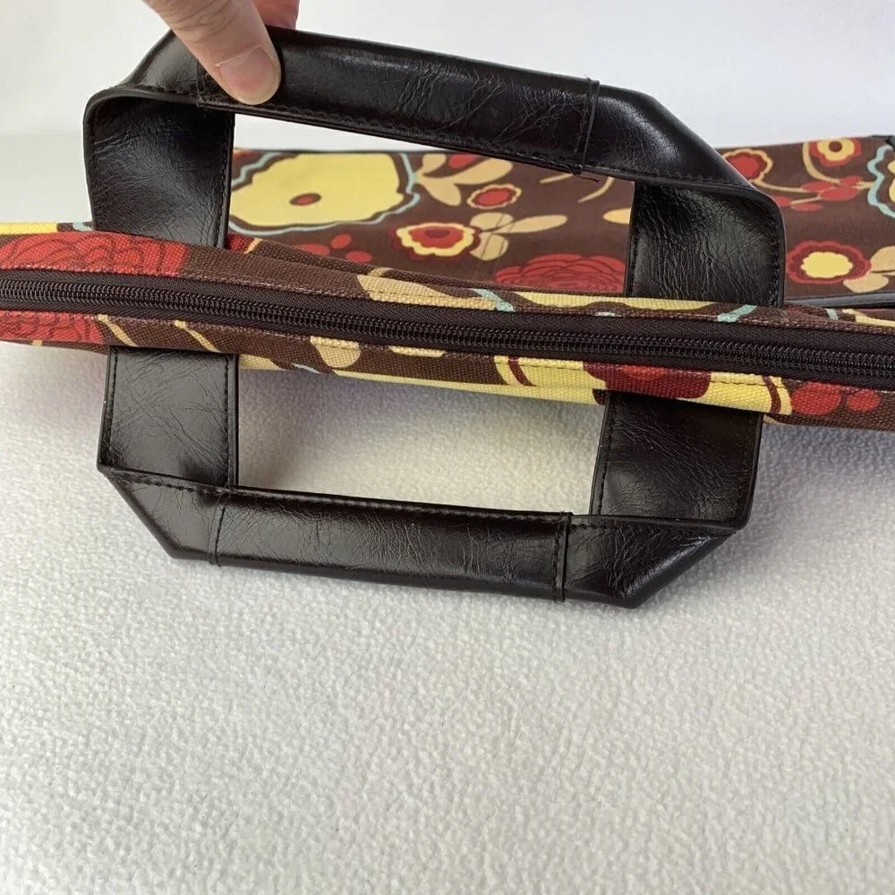 Kailo Chic Collection Slim Brief Notebook Laptop Carrying Case Brown Floral